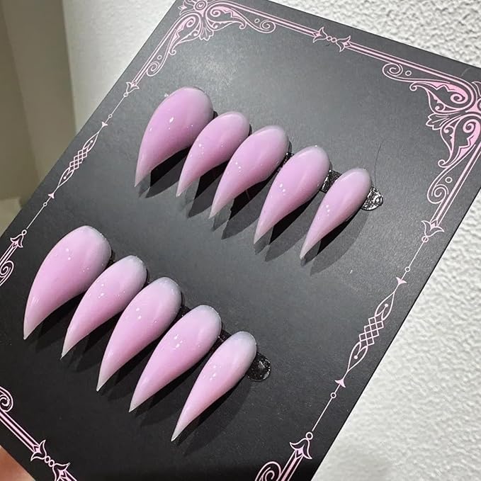 Halloween Press Claw on Nails Long Short Medium Curved Stiletto Handmade Gothic Design Horror Vampire False Nails Dragon Cat Claw Press on Nails Glossy Glue on Nail Thick Acrylic False Nails