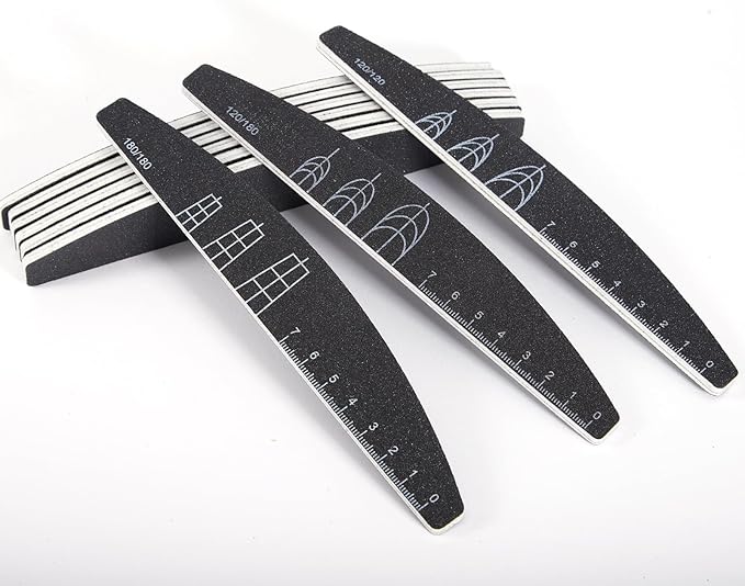 9 Pieces 120/120, 120/180, and 180/180 Grit Both Sides Nail Files with Reference Graphic for Nail Shape（Square, Almond, Oval）, Nail Files for Natural Nails