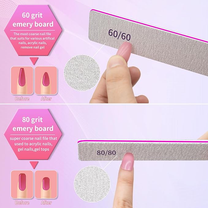 Professional Nail File-150/150 Grit Double Sided Reusable 25pcs Nail Files for Acrylic Nails, Nail Files for Natural Nails at Home and Salon