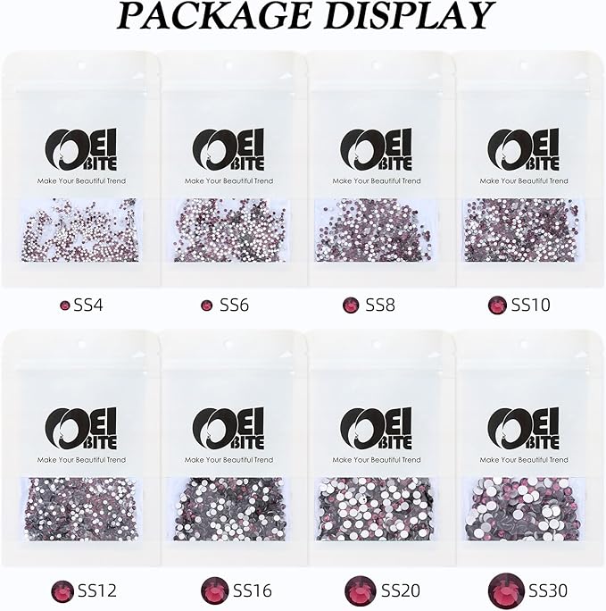 Purple Flatback Rhinestones, Glass Rhinestones for Nail Art and Craft, Glue Fix, Loose Crystal Gemstones(Purple, SS8, 1440pcs, 2.3-2.5mm)