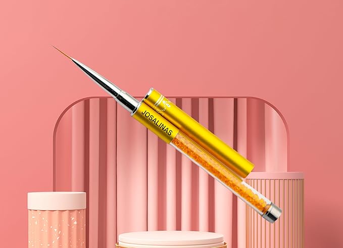 Nail Brushes Art Pen 2PCS, Gel Polish Painting Tools with Nail Extension Gel Builder, Salon at Home DIY Manicure (Gold-Liner#15mm)