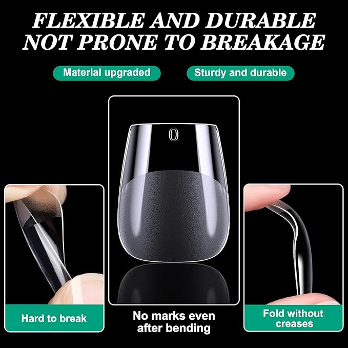 Extra Short Coffin Nail Tips, 360Pcs Soft Gel Full Cover Nails for Soak off Nail Extensions, Half Matte Clear False Gel Nail Tips for Nail Salons and DIY Art, 15 Sizes