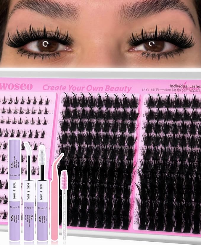 wiwoseo Lash Spikes Lash Clusters Kit with Bottom Lashes Spiky Lash Clusters Eyelash Extensions Kit Manga Eyelash Clusters Kit Fairy Cluster Lashes Salon Lashes Clusters Kit with Clear Bond and Seal