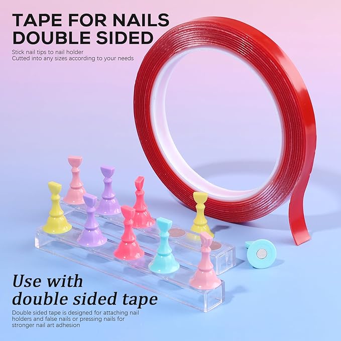 Nail Art Stand Tools Kit: 15 Pcs Nail Brush 5 Pcs 2-way Dotting Tool 2x Holder for Painting Nails and Press ons 96x Reusable Adhesive Putty and Tweezer Design Supplies Set for Women Salon Home
