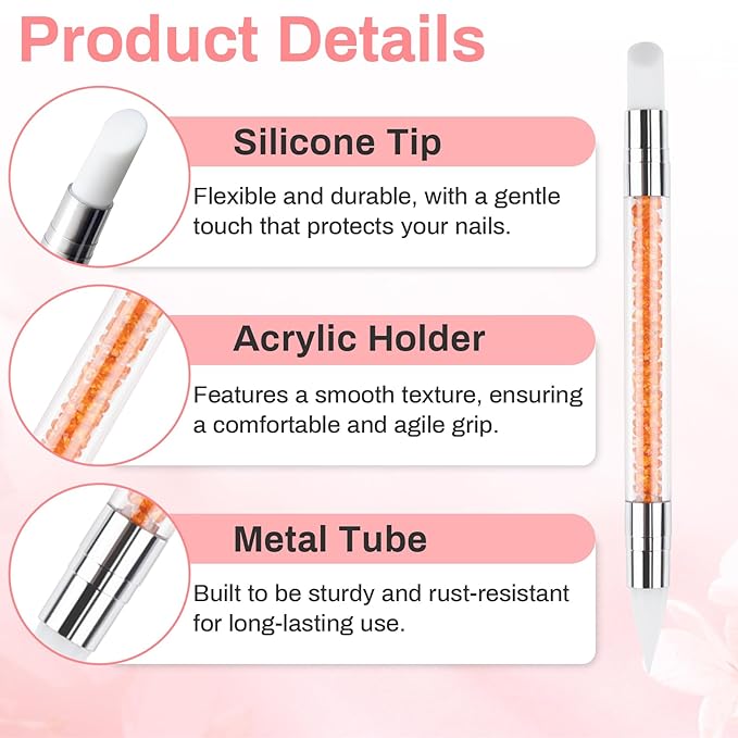 5PCS Silicone Nail Tools - Dual Tipped Sculpture Tool Chrome Applicator for Sculpting & 3D Nail Gel,Polish, Resin, Chrome Nail Powder for Design,Drawing,Shaping,Dotting Manicure Must Have