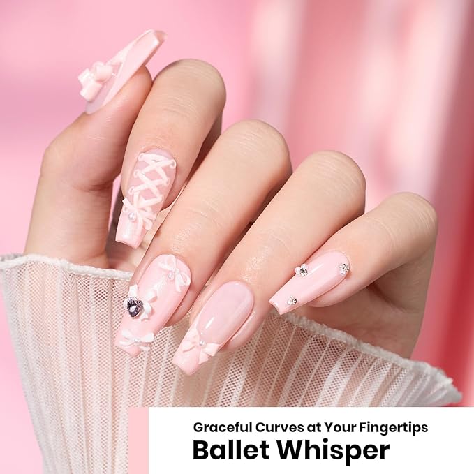 Beetles 3D Gel Nail Art-Ballet Whisper Pink Solid Builder Nail Gel Non-Sticky Sculpting with Dual-Ended Sculpture Pen & Stiletto Dual From, Beginner Friendly DIY at Home,UV LED Lamp Needed