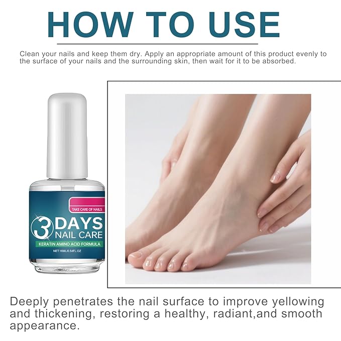 2PCS 3 Days Nail Care, Keratin Amino Acid Formula Nail Treatment Oil, Clear Nail Treatment Oil, for Dry Weak Fragile Nails