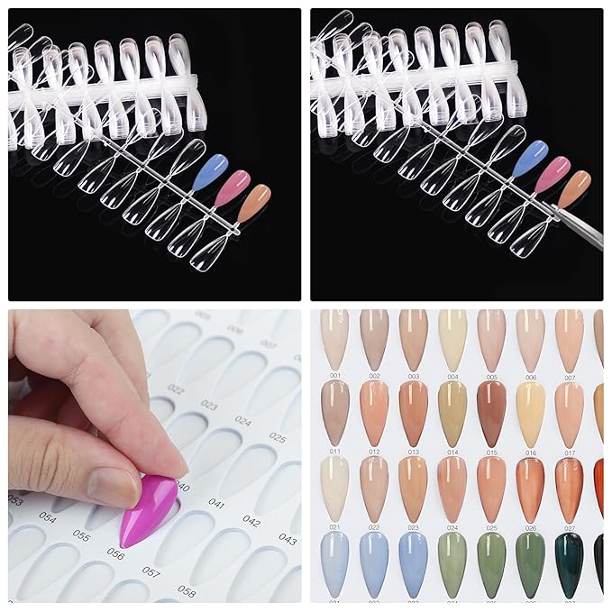 180 Nail Colors Book,Nail Color Display Book with 240 Nail Tips & 1-200 Number Labels,Professional Nail Color Swatches Book for Nail Polish UV Gel,Nails Art Design(Grey)