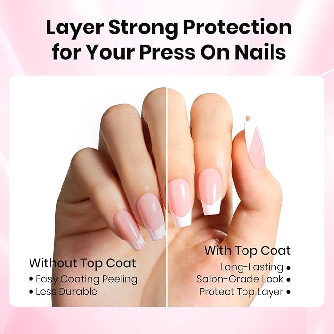 Beetles 3Pcs 15ml HEMA-Free Nail Glue Top Coat & Base Gel Set, TPO Free No Wipe Top Coat Base Nail Glue Gel for False Nails, Shine Effect Long Lasting Nail Extension DIY Salon Home, U V Light Required