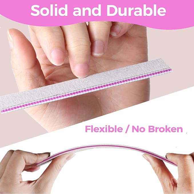 Nail File for Acrylic Nails and Natural Nails 27 PCS, Professional Double Sided 100/180 Grit Nail Files Emery Board