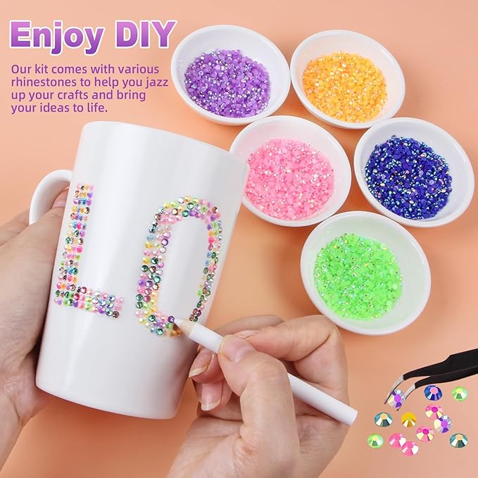 38000Pcs 32 Colors Resin Jelly Gems for Bedazzling, 3mm Flatback Rhinestones for Crafts, with 3 Bottles B7000 Glue for Clothes, Shoes, Nails, Jewelry Making