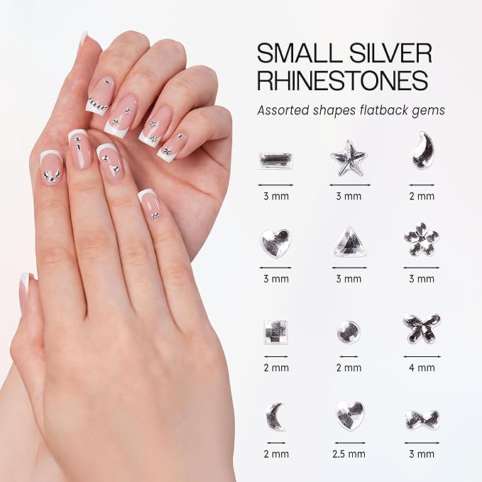 Nail Art Rhinestones Fake Pearl Gems Jewelry Decorations Manicure Wheel (20 Wheels, Silver)