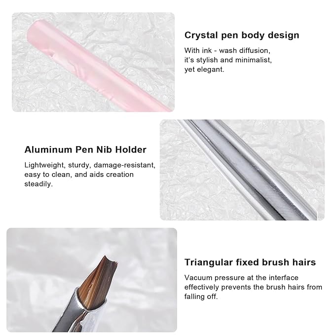 SILPECWEE Nail Brush for Drawing Petals and Butterflies, Acrylic Nail Art Paint Brushes Manicure Brush Nails Design Tool for Women Watercolor Paint & Oil Painting - Pink Marble