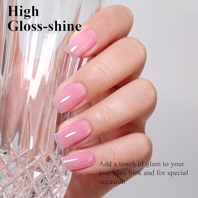 Imtiti 10ml Jelly Pink Gel Nail Polish Long Lasting Soak Off UV Led Baby Pink Gel Polish Salon DIY at Home Gift for Women 1Pcs