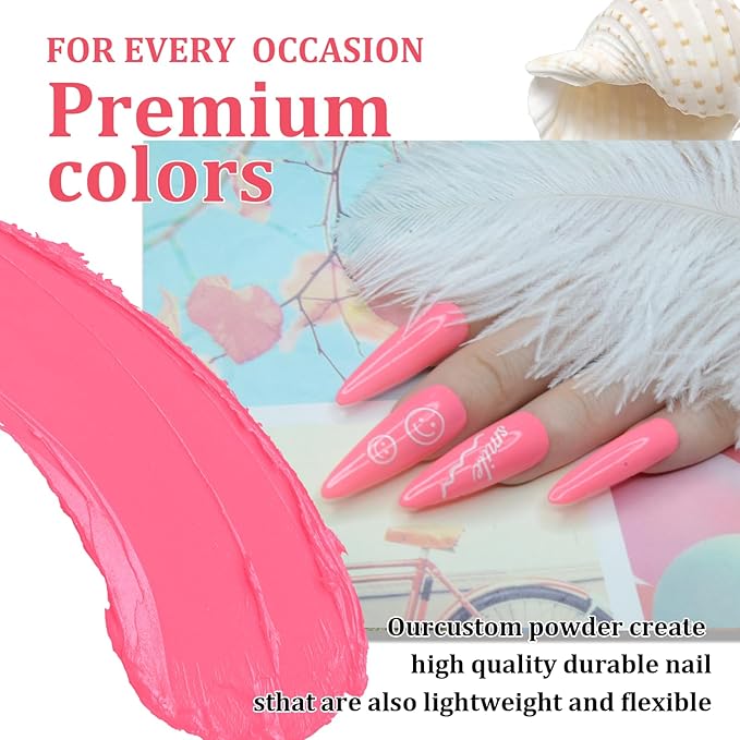 Hot Pink Dip Powder, 1OZ Nail Dipping Powder for Long-lasting 28 Days+ Dip Nail Art French Manicure Nail Starter & Professional Home DIY Salon Use 28g