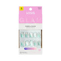 KISS GLAM, Press On Nails, Nail glue included, 'Celestique', Blue, Short Size, Round Shape, Includes 32 Nails, 2g Glue, 1 Manicure Stick, 1 Mini File