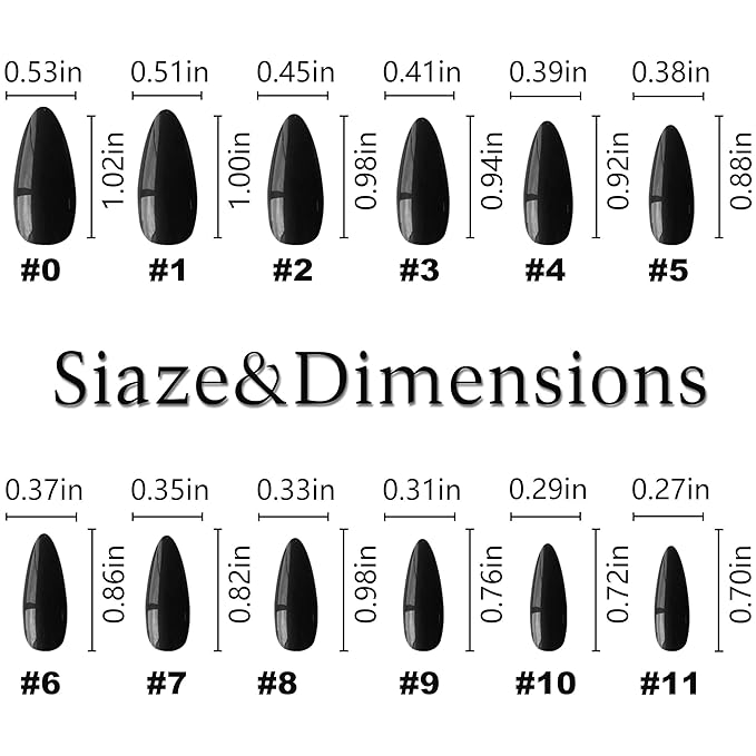 AddFavor 576pcs Almond Press on Nails Medium Fake Nails Full Cover Short Stiletto Nails Press ons Glossy Acrylic Artificial False Nail Tips for Women Girls Nail Art Manicure