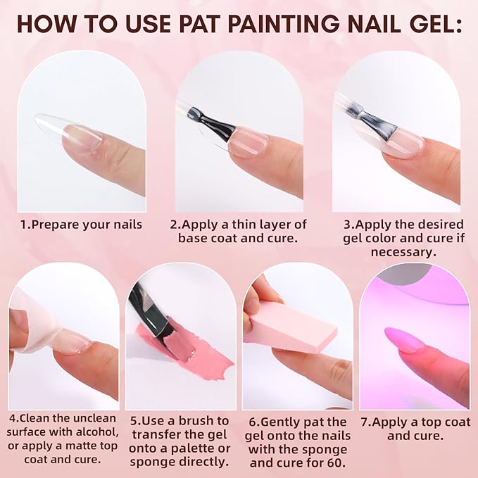 Makartt Ombre Gel Nail Polish Kit: 6 Colors Gradient Blush Effect, Upgrade Pat Painting Gel with Nail Sponge & Drawing Brush for Ombre Winter Manicure White Pink Brown Nude