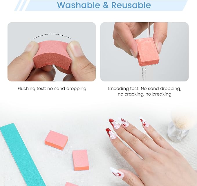 Nail Buffer Block, 100 PCS Mini Buffers, 2 Way Fine Grit 180/240, 1.3 inch Long, Small Buffing Kits for Nail Gel Polish, Acrylic & Press-On Nails Prep, Pedicure & Manicure, Orange