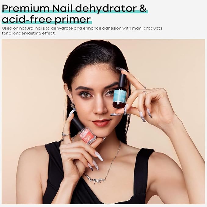 modelones Nail Dehydrator, 15 ml Acid Free Nail Prep Dehydrator for Acrylic Nails and Gel Nail Polish, Hema-Free Primer Bonder