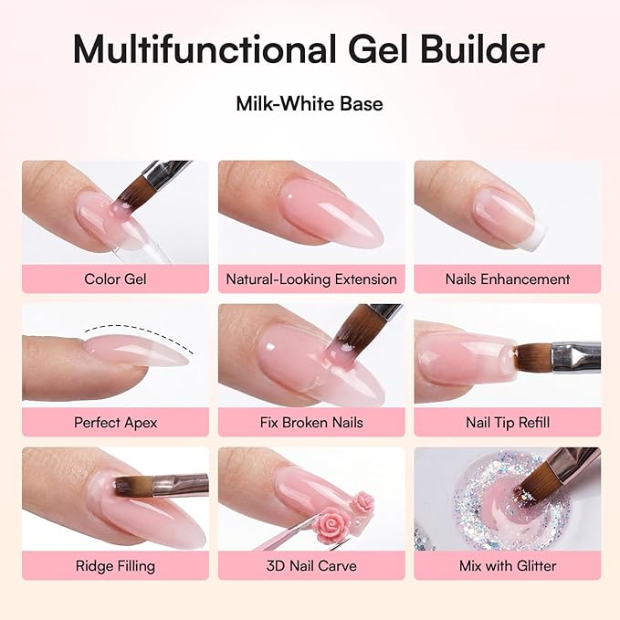 Makartt Gel Nail Builder Nude Sculpture Gel, Long-Lasting Nature Nude Nail Extension Hard Gels, Self Leveling Gels Builder for Nails, UV LED Lamp Cure Required, Home Salon DIY Manicure 1.06 oz