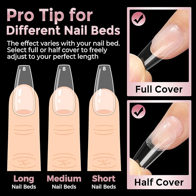 Long Coffin Nails Tips Full Cover Acrylic Nail Tips Pre-buff 240pcs Clear Coffin Fake Press On Nails No C Curve Easily DIY Art Nail Extensions Long-lasting, 12 Sizes Luckyfairy