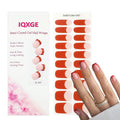 Clear Semi Cured Gel Nail Strips French Tip 20Pcs Orange Red UV Gel Nail Stickers Glossy Nails Polish Strips UV/LED Light Needed Self Adhesive Full Polish Nails Wraps for Women