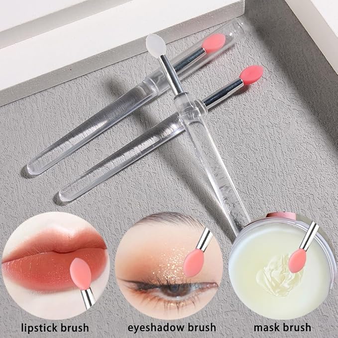 6Pcs Chrome Nail Powder Applicator Brushes, Silicone Head Nail Art Brushes With Cover, Reusable Nail Glitter Powder Pigment Pen Brush, Nail Art Applicator Tools, Lip Eyeshadow Makeup Stick