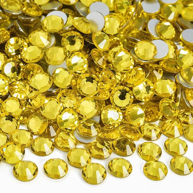 Blinginbox 288 Pieces SS30/6.4-6.6mm Flat Back Crystal Rhinestones Round Gems for Nail Art,Citrine