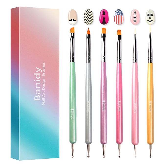 Nail Art Brushes for Gel Art Design Brush Tools Dual-Head Pen Painting Set Include Extension Brush Liner Brush Dotting Pen for DIY Manicure Polish