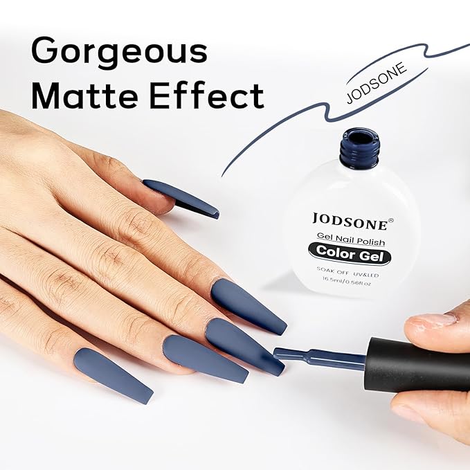 JODSONE Grayish Blue U V Gel Polish 16.5ml Soak Off Nail Color for Home Manicures Lilac Lacquer for Nail Art Gift for Women