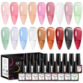 Jelly Gel Nail Polish Set, 18 Colors Translucent Nude Pink Milky White Red Gel Polish Sheer Crystal Ice Nail Polish Set for Nail Salon DIY Home Holiday Gifts for Her