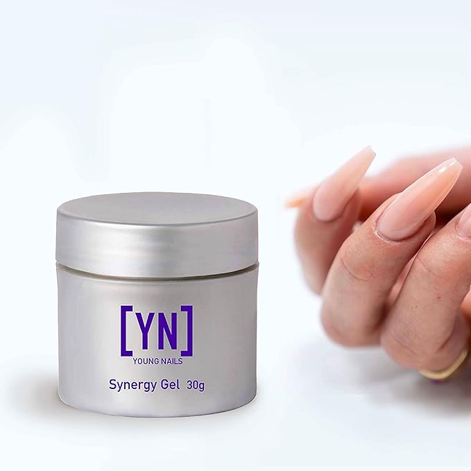 Young Nails Synergy Gel System, Building Gel - Hard Builder Gel, Superior Adhesion & Strength, Structured Nail Gel Builder - Flex Gel, Clear, 30g