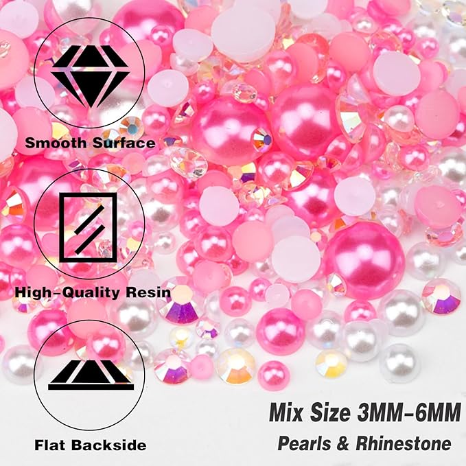 RODAKY 28800pcs Flatback Pearls Rhinestones for Craft Mix Color Resin Crystal Rhinestones Gems Beads for Manicure DIY Crafts Tumblers Clothes Makeup with Picker& Pencil &Tweezer (Set 3)