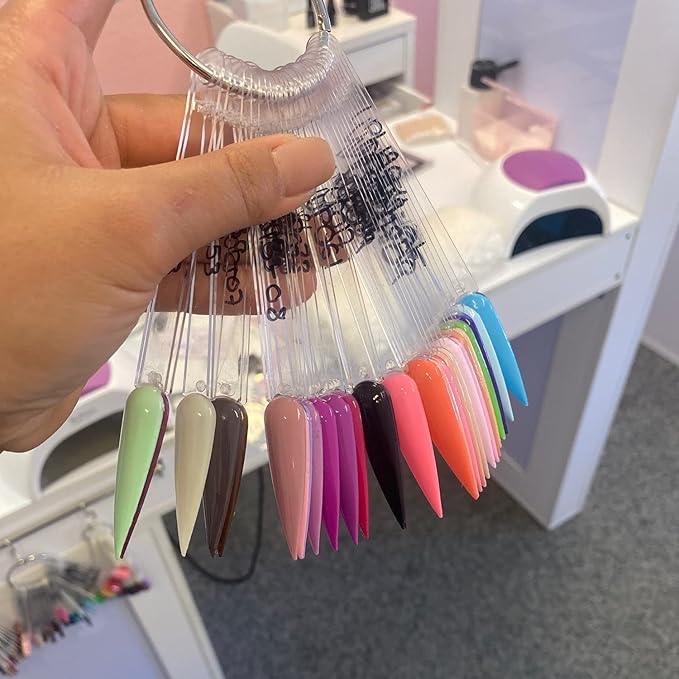 160 Pieces Clear Nail Swatch Display Sticks Stiletto Nail Polish Color Sample Sticks with Metal Ring