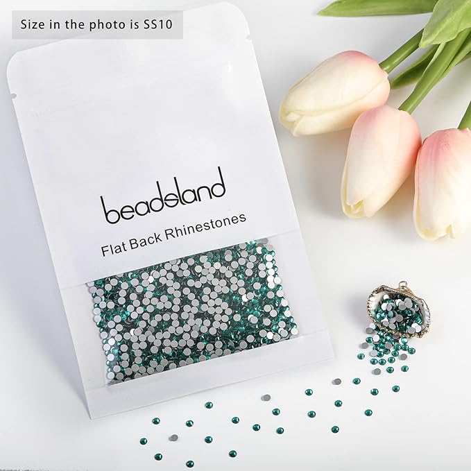 Beadsland Flat Back Crystal Rhinestones Round Gems for Nail Art and Craft Glue Fix, Blue Zircon, 2.7-2.9mm, SS10/1440pcs