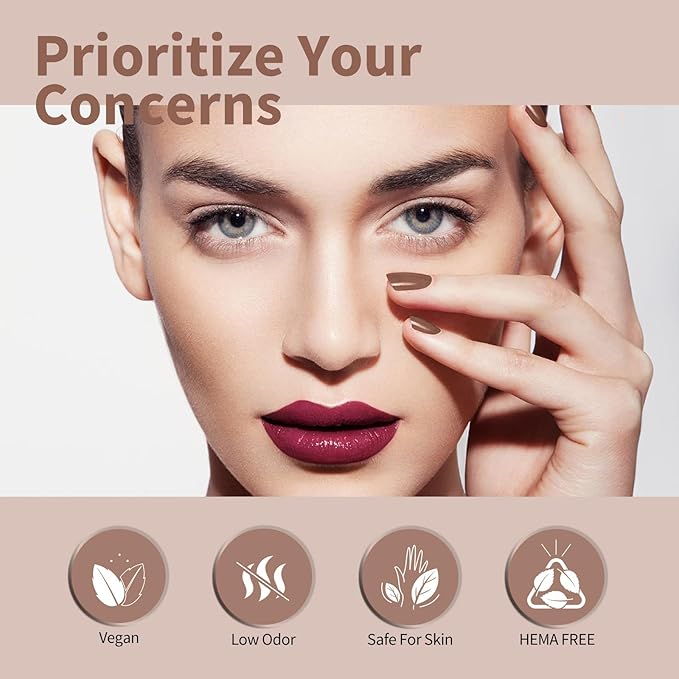 CANNI Brown Gel Nail Polish, 1Pcs Fall Winter Gel Polish Chocolate Brown Color High Gloss Soak Off U V French Nail Manicure Salon DIY