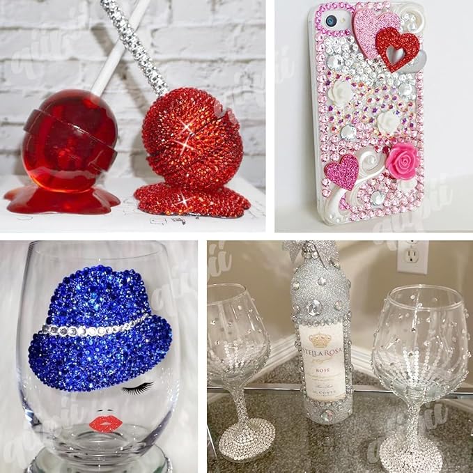 6600Pcs 24 Color 5mm Crystal AB Resin Rhinestones w B7000 Glue for Bedazzling Crafting Colorful Flatback Stones Crystals Gems Diamonds Charms for Nails Eyes Face Makeup Tumblers Bottles Crafts