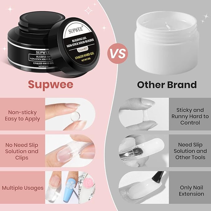 Solid Builder Gel for 3D Nail Art Gel Non-Sticky Hand 3D Sculpture Nail Gels Clear Hard Gels for Nails Extension Carving Modeling Nails Art Polish, Clear White Nude 3 Colors