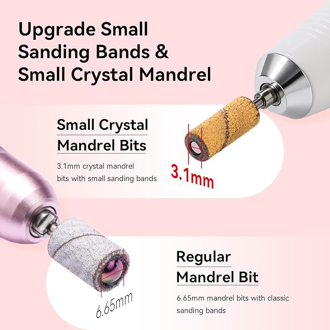 Makartt Nail Drill Bits Sanding Bands - for Nail Drill 100 PCS 4 Color Coarse Fine 80/120/180/240 Grit File Sand with 3.1mm Mini Mandrel Nail Bit Set for Acrylic Nails Gel Manicures and Pedicure