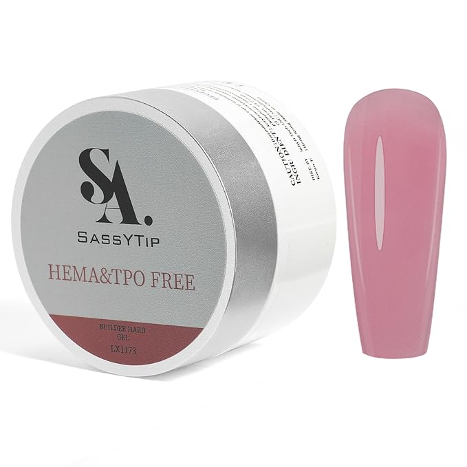 HEMA TPO Free Builder Hard Gel, 30g Salon Strength, 7 Shade Colors - Safe Allergy-Friendly Nail Gel for DIY at Home & Professional Nail Extensions, Sculpting, Apex Building (Berry Red)