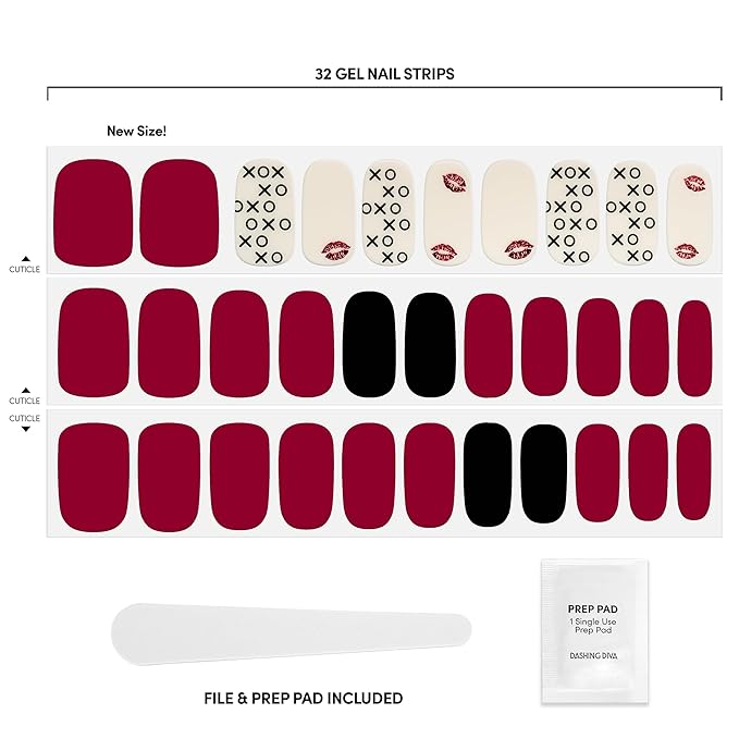 Dashing Diva Gloss Nail Strips - Admittedly Obsessed - UV Free, Chip Resistant, Long Lasting Gel Stickers - Contains 32 Wraps, 1 Prep Pad, 1 File