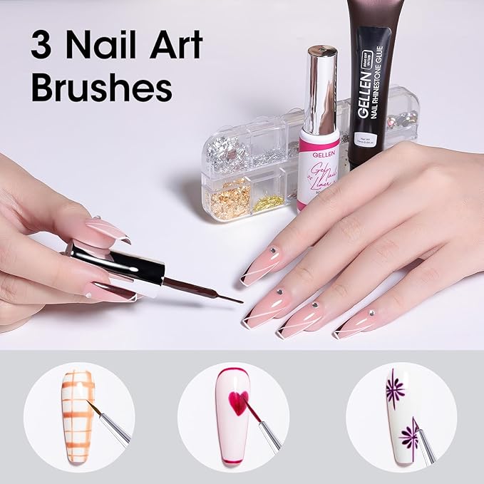GELLEN Pastel Gel Nail Polish Set, 12 Colors Soft Gel Nail Art Polish for UV Light Soft Liner Nail Art Gel Polish Set Soak off Nails Polish Set with Glue Brush for Home Salon DIY