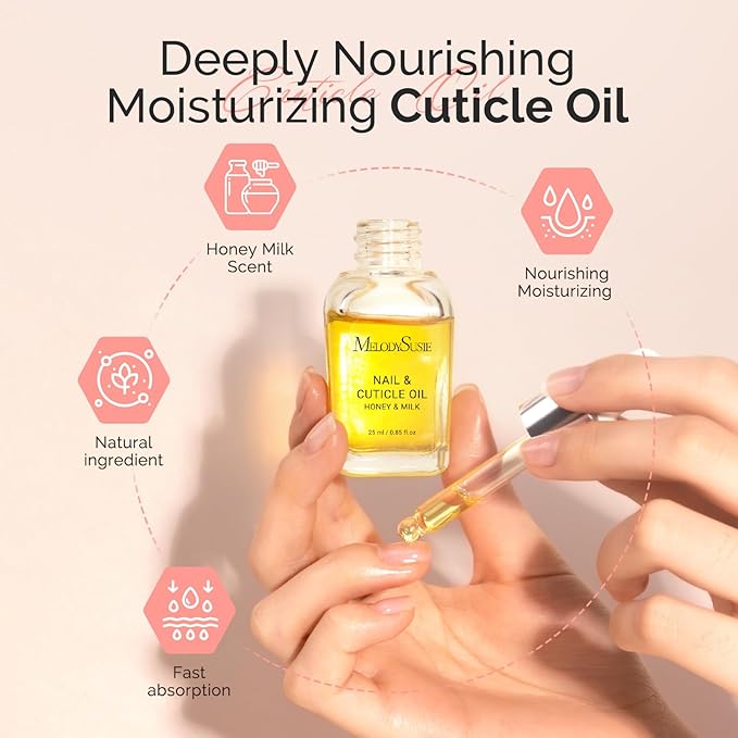 MelodySusie Cuticle Remover Kit,25ML Cuticle Remover Cream and Cuticle Oil,Cuticle Nipper Trimmer Pusher, Nail File and Brush for Cuticle Softener & Moisturize Manicure Kit for Nail Care