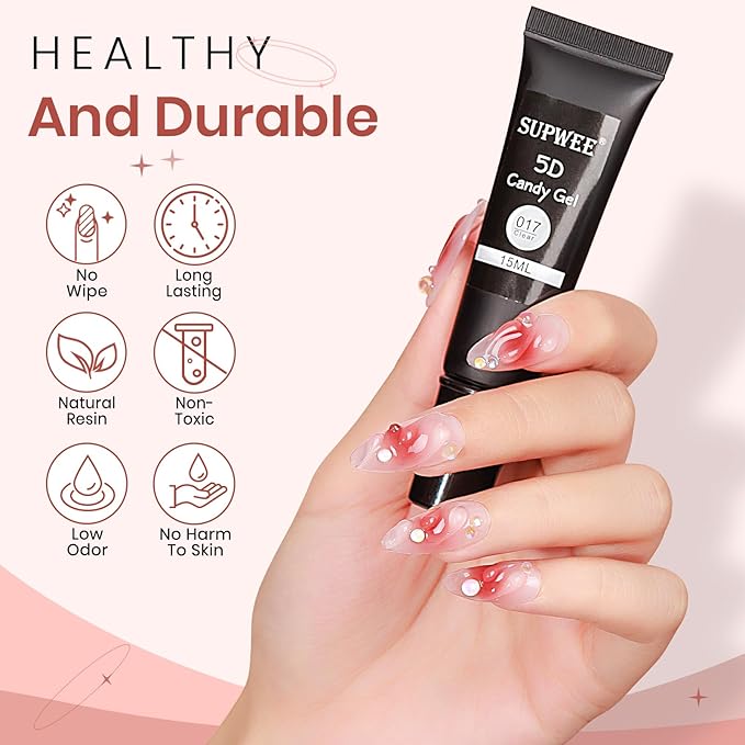 3D Nail Art Gel Clear Sculpting Gel for Nail Art Design DIY 3D Molding Gels for Painting Drawing Carving Nails Gels Nail Tube Home DIY Modeling Decoration Manicure