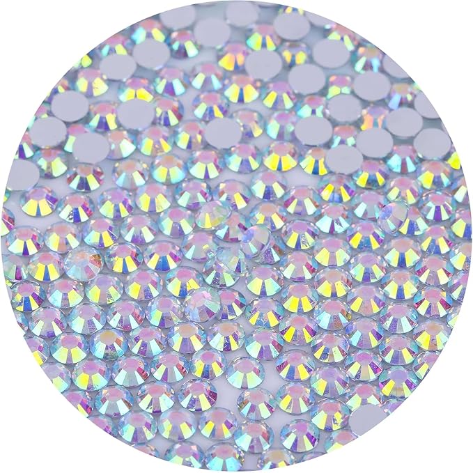 4500 Pcs SS6 2mm Flatback Rhinestones for Nails Art Crafts Glitter Round Gems AB Crystals DIY Clothes Shoes （White AB）