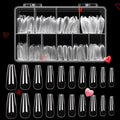 Beetles Acrylic Nails Kit 500Pcs Long Coffin Pre-Shaped Clear Full Cover Soft False Nails, Nail Tips Soak Off Easy Nail Extension Set for DIY Nails Art Home Gift for Women