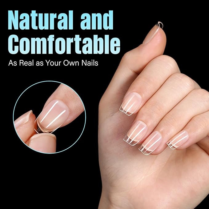 TOMICCA Extra Short Square Nail Tips,15 Sizes 240Pcs Squoval Fake Nails Half Matte Acrylic Gel Nail Tips Full Cover False Nails for Nail Extension Home DIY Salon