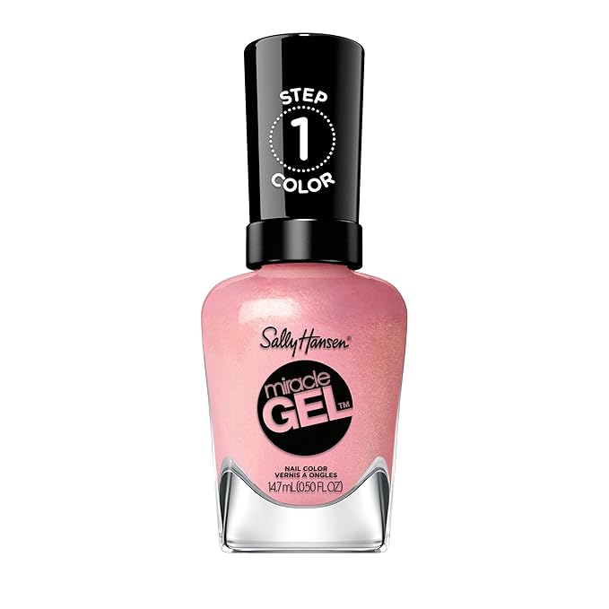 Sally Hansen Miracle Gel Salon Quality Nail Polish | Gel-Like Formula, Two-Step System, No UV Light Needed, Long Lasting | Sheer, Shimmery | 241 Home Sweet Home | Pink Nail Color