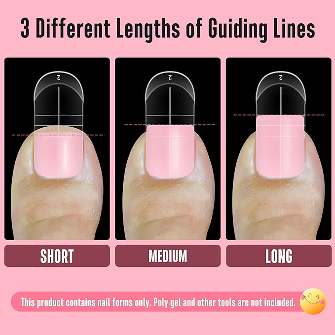 NOVO OVO 300 Pcs Toe Dual Nail Forms for Poly Gel Toenail Extension, Reusable Full Cover Molds for French Tip Acrylic Toenails, Nail Art Design Molds for Pedicure, for Salon & DIY at Home 15 sizes
